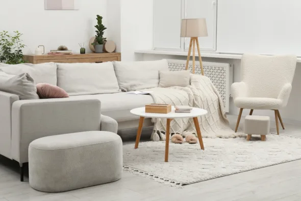 soggiorno con divano grigio