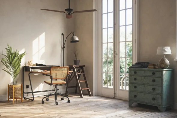 stanza con oggetti retrò