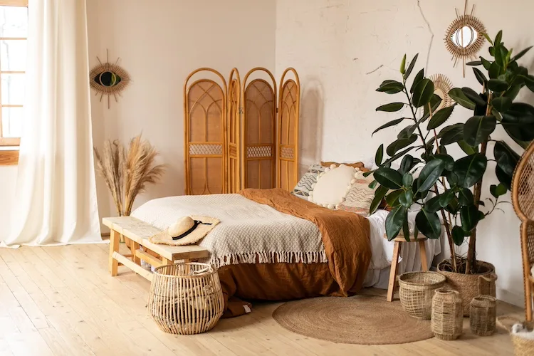 Loussiesd Coperta in pile stile bohémien, stile bohemien, stile sherpa, per sedia, divano, divano, esotico con stampa floreale, sfocata, blu, viola, geometrica a righe, decorazione della stanza del