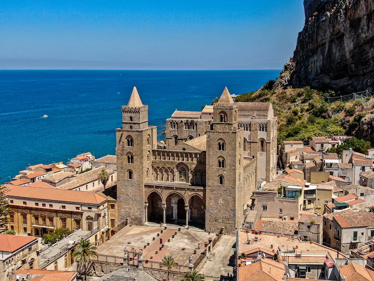 Cefalù Cathedral rising above the medieval coastal town