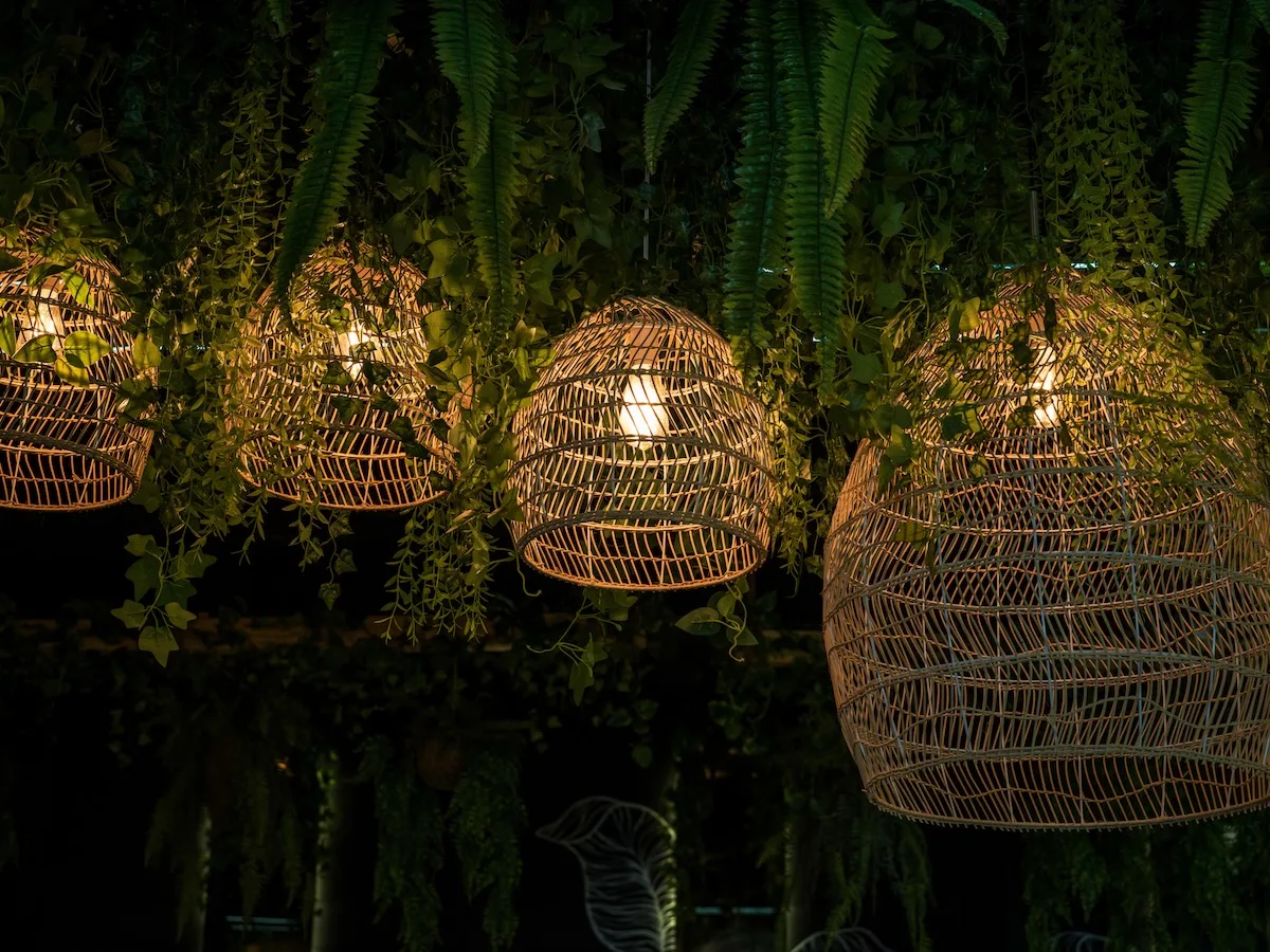 lampadario in vimini