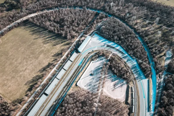 Vista aerea del circuito dell'Autodromo di Monza
