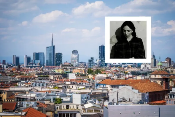 milano con immagine di matilde de angelis in alto nel riquadro a destra