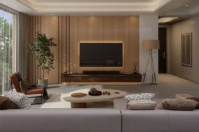 stanza con controsoffitto illuminato