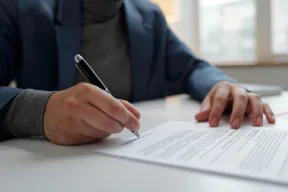 una persona firma un contratto
