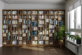 stanza con libreria