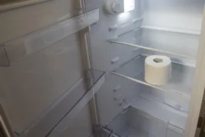rotolo di cartaigienica nel frigorifero